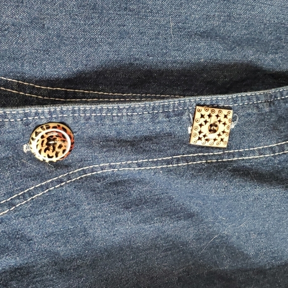 Nina Piccalino Cropped Denim Jacket w/Leopard & Asian Floral Trim Size 12 - Picture 5 of 7